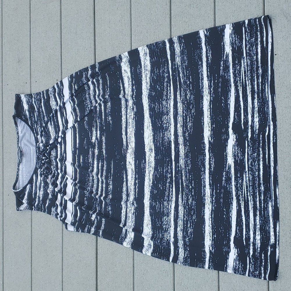 Basque Striped Sleeveless Stretch Material Dress